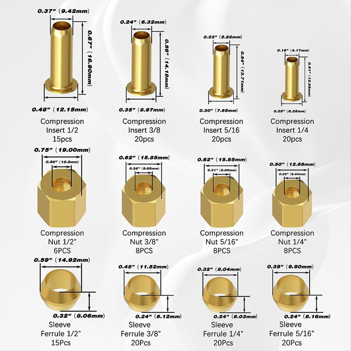 AT16 180PCS Kit Asortimen Fitt - Compression Fitting Brass ulasan dan harga